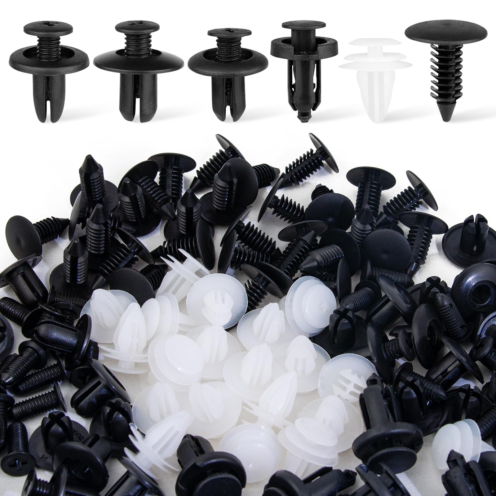 150PCS Car Plastic Rivets Clips 6 Popular Sizes of Car Body Fixed Clip Bumpers and Replacement Parts of