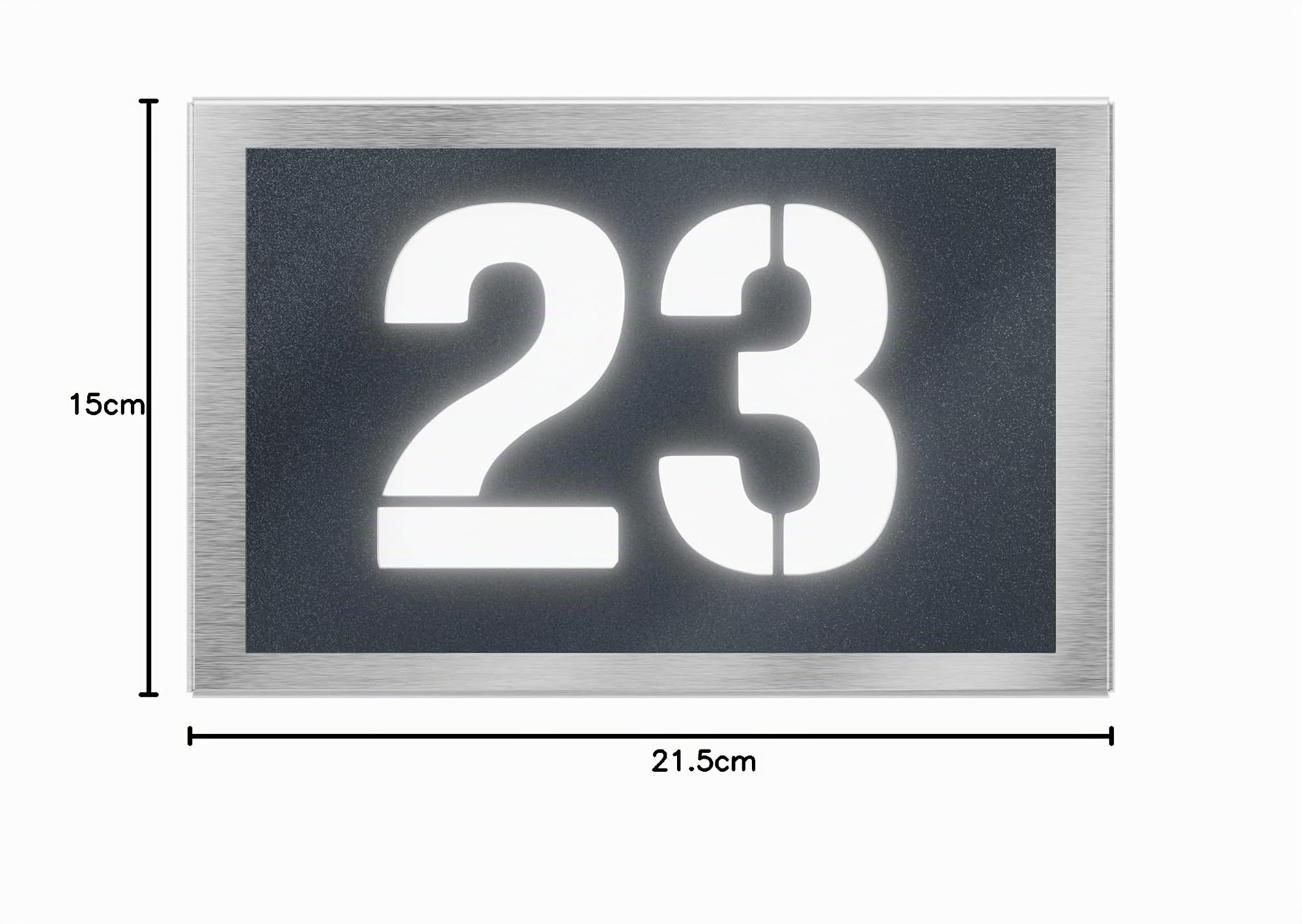 beleuchtete Hausnummer aus V2A Edelstahl 215x150mm - Anthrazit RAL 7016 - Wetterfest Rostfrei Individuell anpassbar nach eigener Nummer - Made in Germany