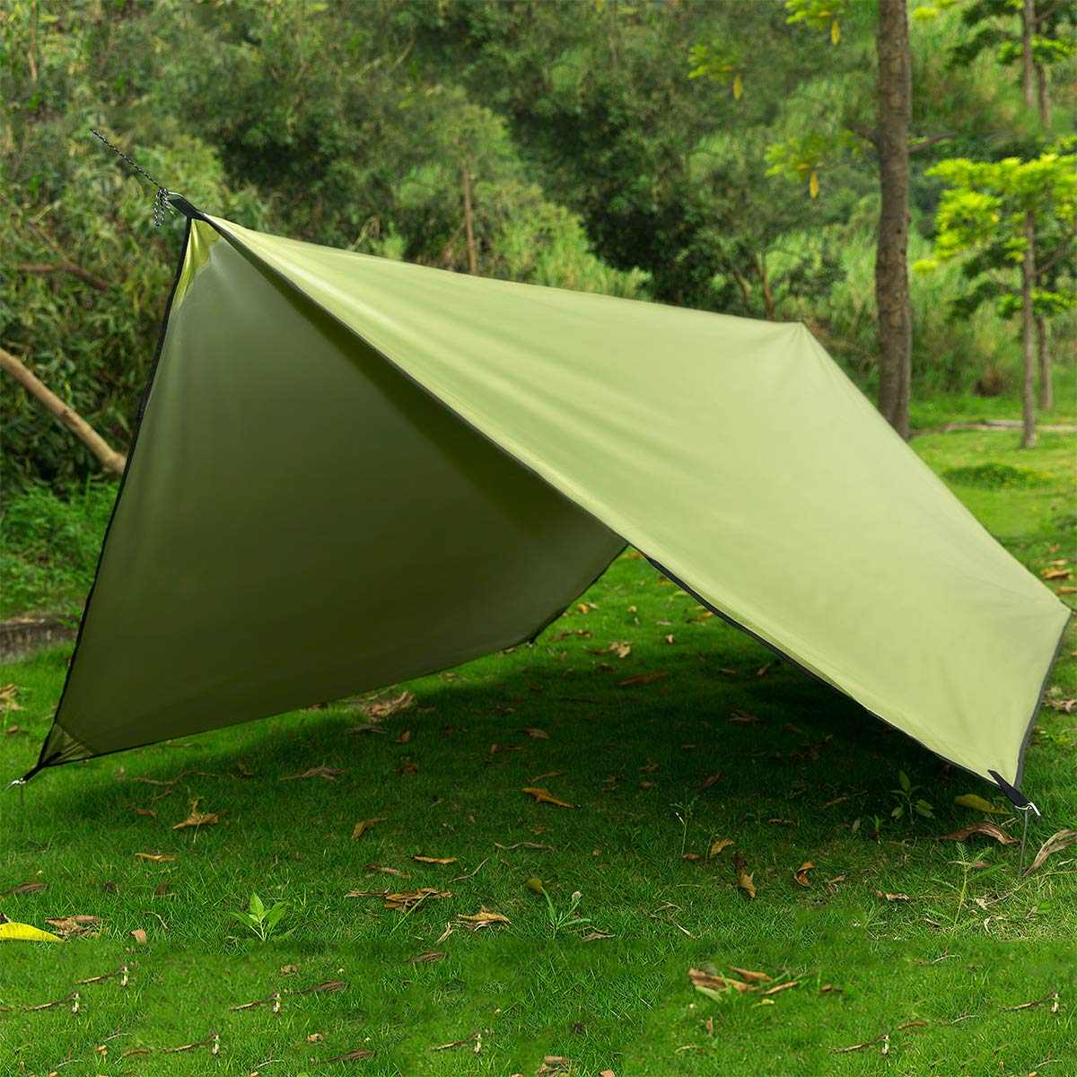 YUEDGE Portable Waterproof Tarps Rain Fly 10×13 Ft Hammock Tent Tarp Rain  Tarps Shelter Sunshade with Rope and Stakes for Hiking, Backpacking Travel