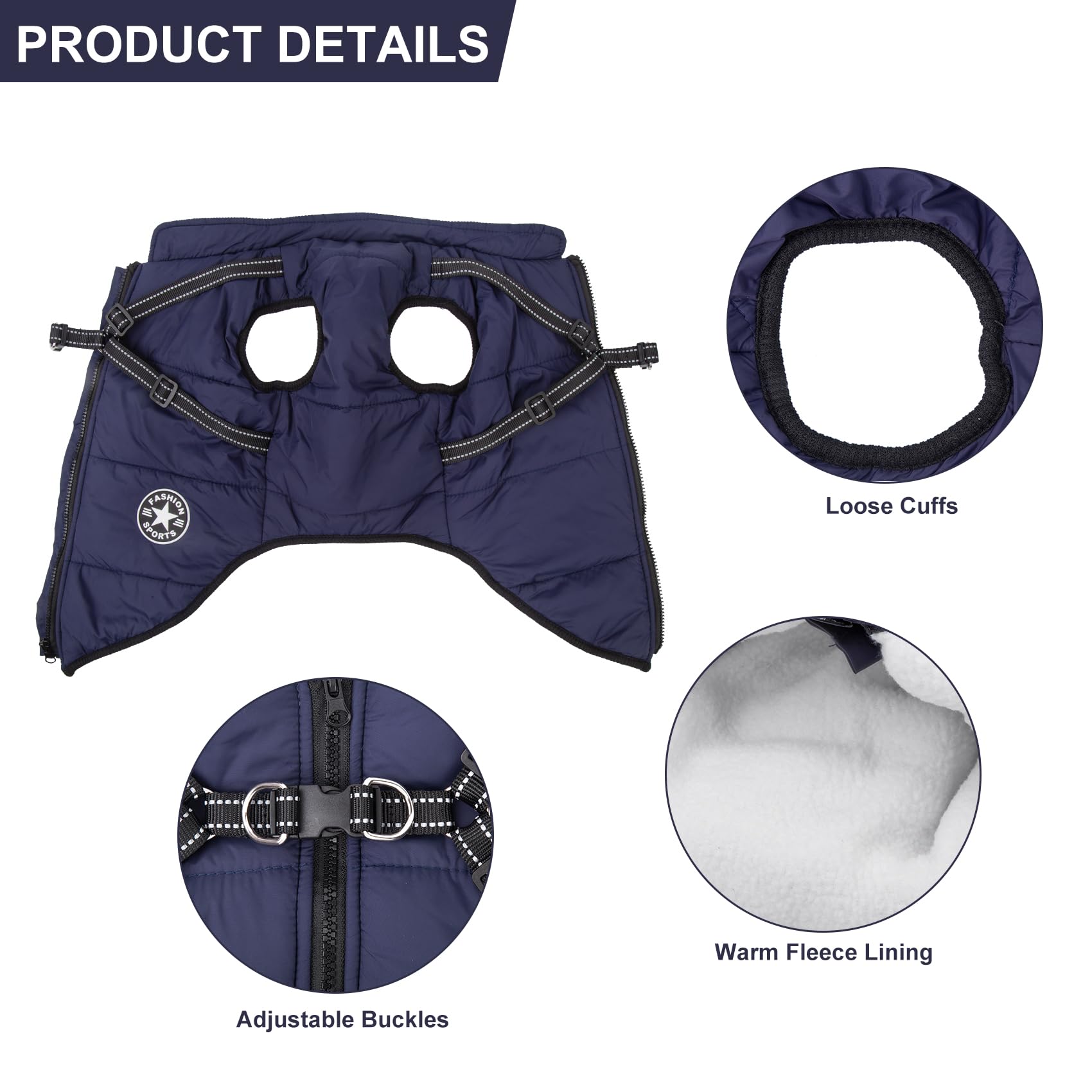 Vestiti per Cani, Cappottino Invernale per Cane di Piccola Taglia con Guinzaglio, Regalo di Cappotto Cane(XXL,blu)