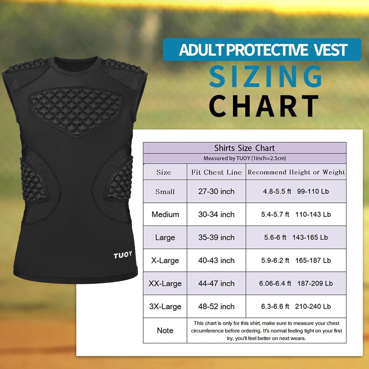 DGXINJUN Men's Baseball Chest Protector Shirt Rib Heart Sternum Guard Padded Shirt for Aldult Softball Football Rugby - Image 7
