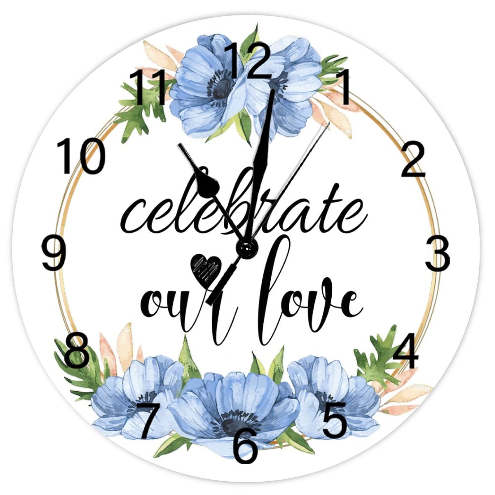 Horloge ronde rustique chic de 38,1 cm au design floral rétro raffiné