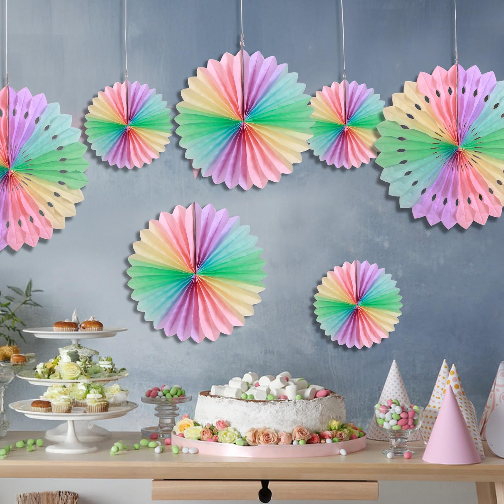 Ensemble 23 Pièces Pompons Et Éventails En Papier Multicolores - Décoration Fête SUNBEAUTY