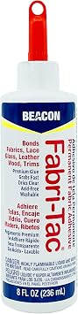BEACON Fabri-Tac Premium Fabric Glue - تجفيف سريع ، شفاف كريستال ، دائم - للأقمشة ، قماش ، دانتيل ، خشب والمزيد ، 8 أونصات   