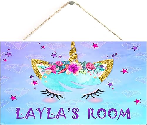 Letrero mágico personalizado para puerta de unicornio para habitación de niñas decoración de pared con nombre personalizado habitación de niños