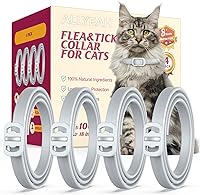 Allyeah Natural Flea & Tick Collar for Cats - 4 Pack, 8-Month Waterproof Protection, Adjustable for Kittens & Adults