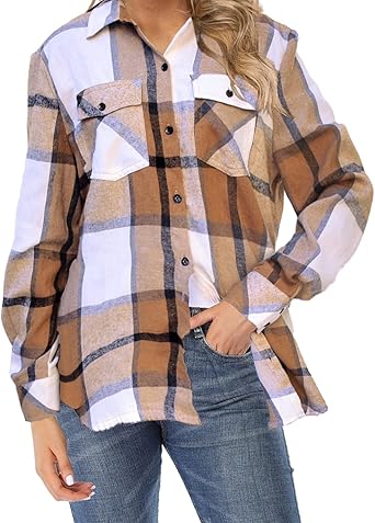 womens orange and white plaid shirt