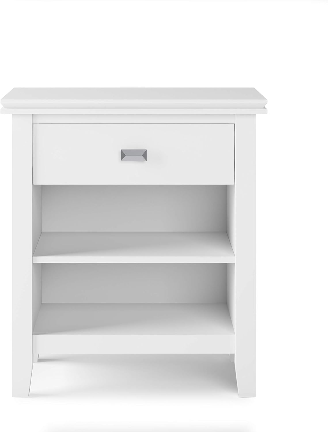 SIMPLIHOME Artisan Bedside Table - 24 inch Wide Solid Wood Nightstand Table in White, Transitional Bedroom Side or End Table with 1 Drawer and Open Shelf Storage