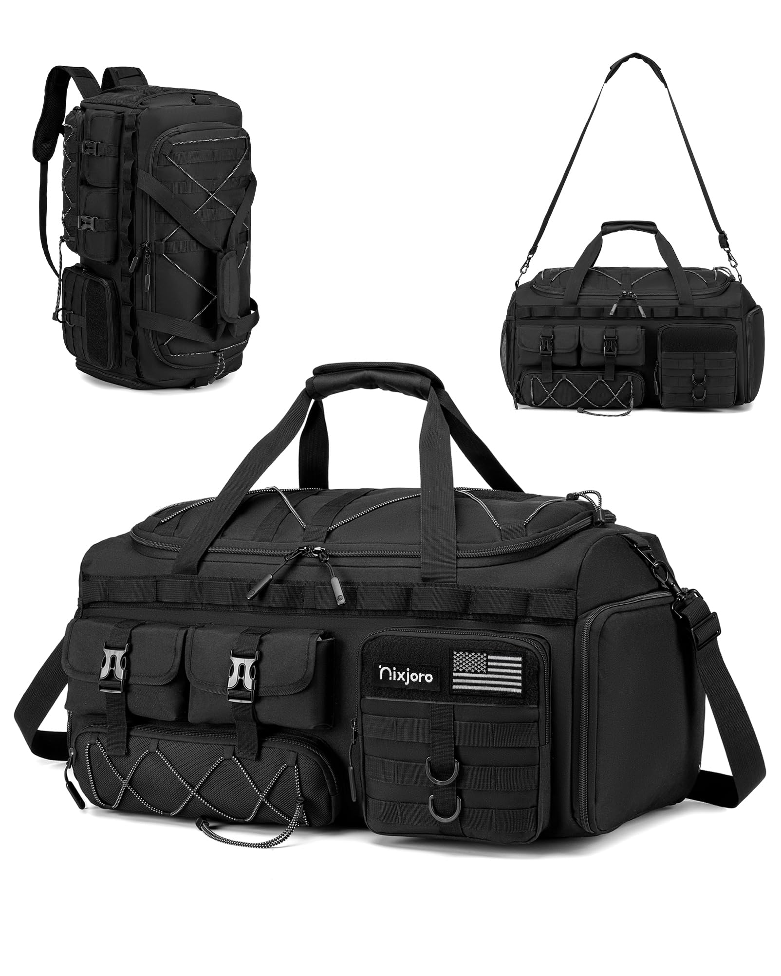 Nixjoro Gym Bag Men Women Carry On Luggage 22x14x9 Airline Approved 3 in 1 with Tactical…