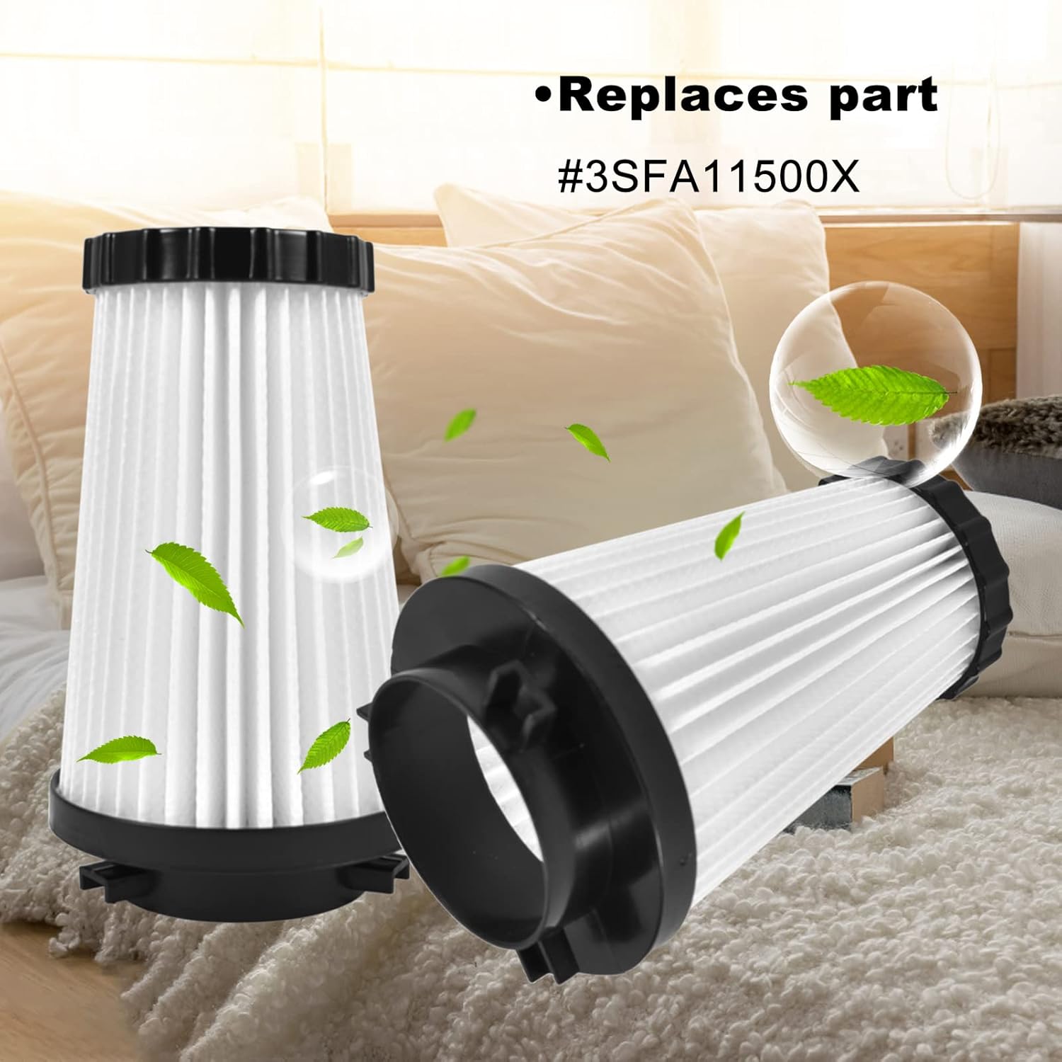 VideoPUP 4pcs Replacement F2 Vacuum Filter Compatible with Dirt Devil Type F-2 Dynamite Power Stick Power Reach Uprights Vacuum with 1pc Brush, Replace Part 3SFA11500X