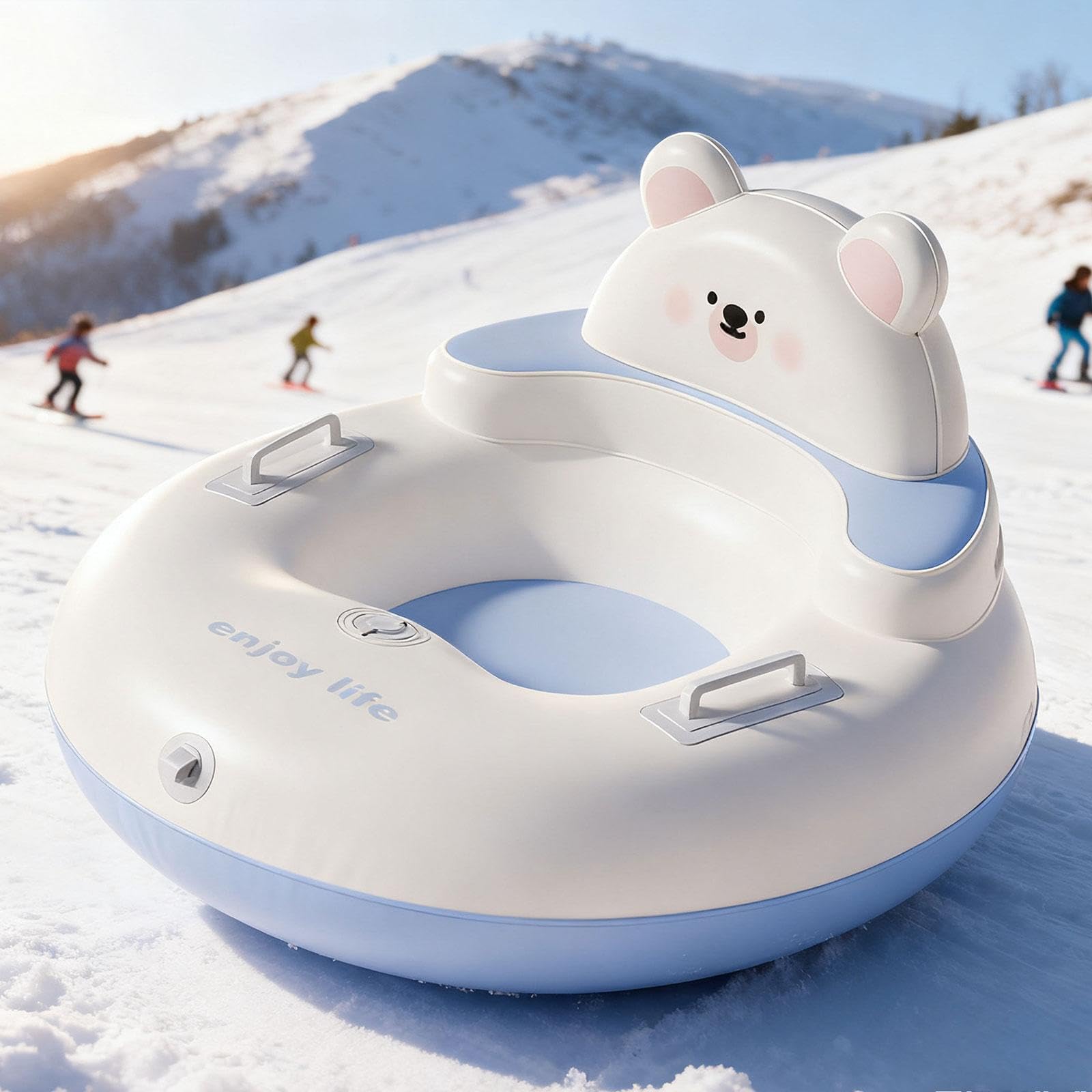 Bouée de Neige Gonflable en PVC Robuste avec Poignées Confortables Résistance Au Froid Base Large pour Stabilité Adaptée à La Luge Sports de Neige Mom
