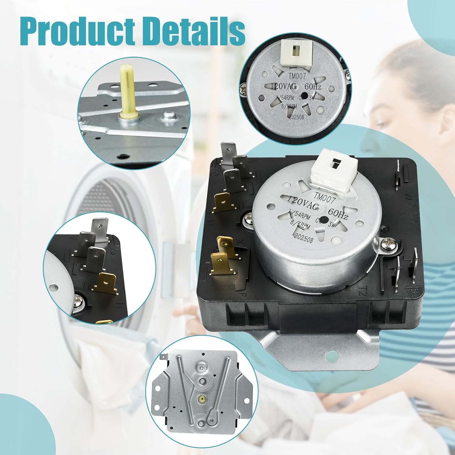 W10186032 Dryer Timer Compatible with Kenmore Dryer, Replaces Part WPW10186032, WPW10186032VP, 2116926, PS3500198, EAP3500198, PD00026836, 162-412-1