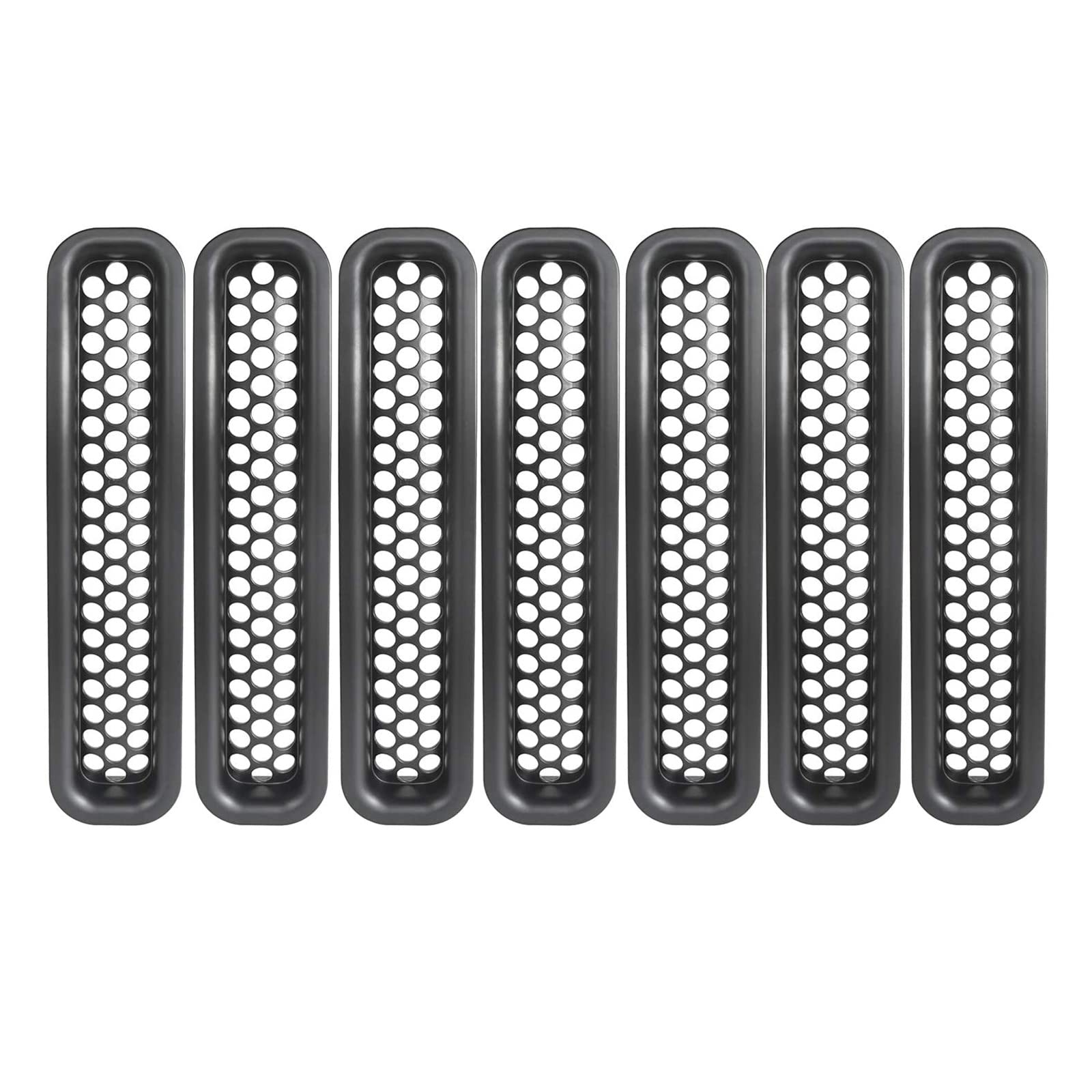 THE WHITE SHOP Grill Mesh Inserts Front Grille Guard Cover Clip-in Matte Black for 07-17Jeep Wrangler TJ & Unlimited/Black/7pcs