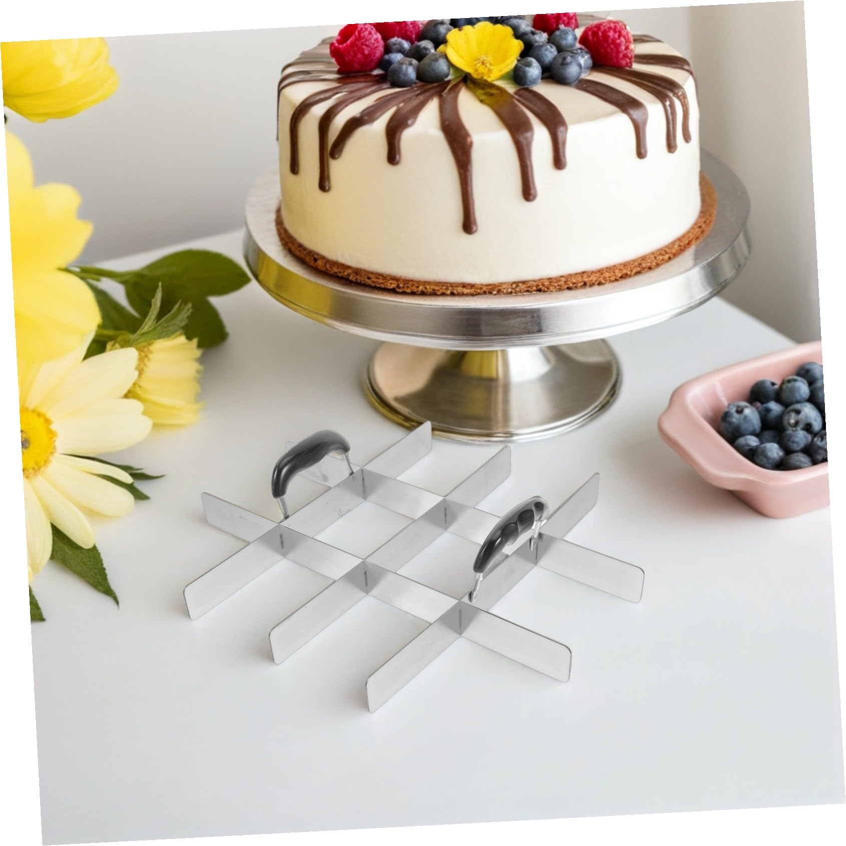 2stücke Kuchenschneider aus Edelstahl zum Schneiden von Torten Brot und Pizza Teigteiler und Tortenheber für Gleichmäßige Backzubehör für Desserts und Snacks Küchengerät
