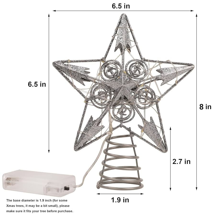 Amazon.com: Juegoal Star Tree Topper with 20 LED Lights