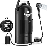 Tadomoe 20L Hordozható Kempingzuhany Pumpával - 2000mAh Napelemes Fekete Zuhanyzó Táskával és Zuhanyfejjel Kempingezéshez, Túrázáshoz, Utazá - Black 1