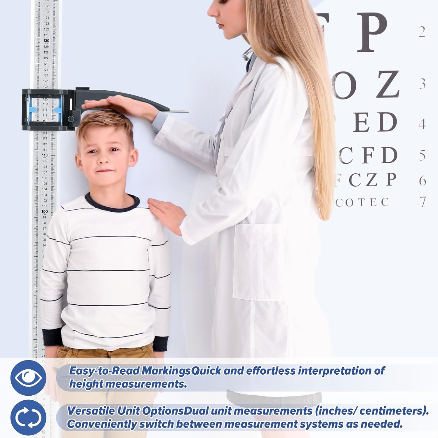 Aluminum Alloy Height Measurement Tool for Wall Portable Stadiometer Height Measuring Rod Gauge for Home, Office, Gym, Physical Examination, 8-82 Inch/ 20-210cm