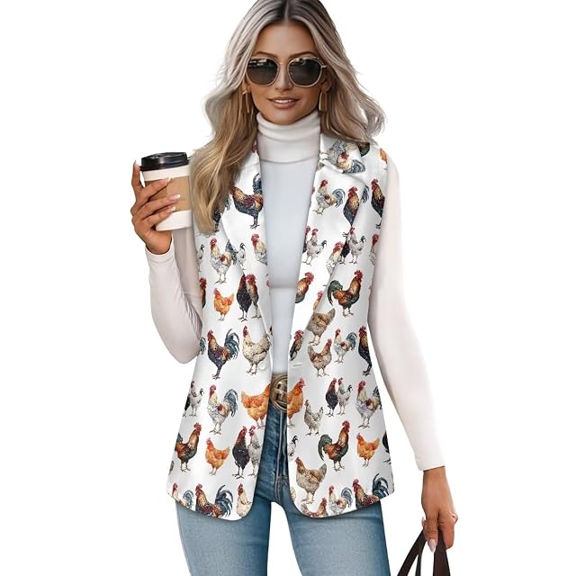 HUGS IDEA Womens Suit Vest Sleeveless Blazer for Women Fashion Lightweight V Neck Waistcoat Vest