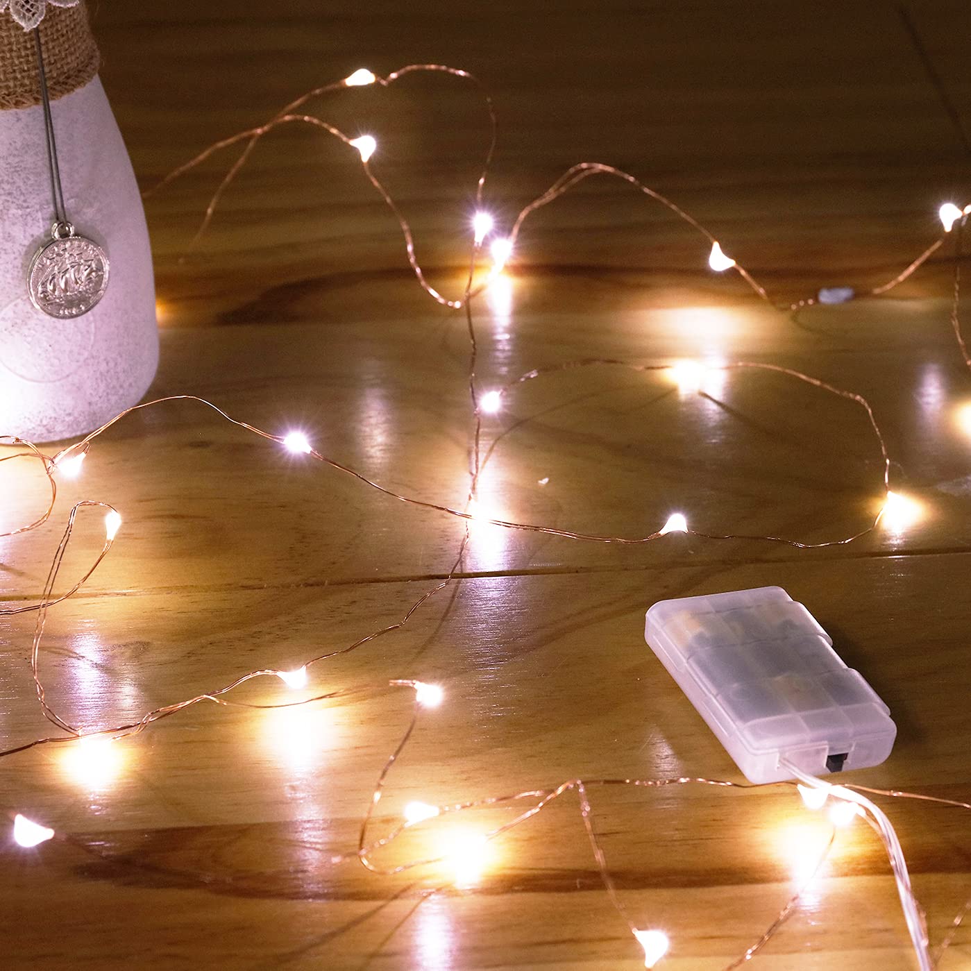 Ariceleo Mini Fairy Lights Battery Operate, 1 Pack Copper Wire Night Lights 3*AAA Battery Powered Led Starry Fairy String Lights for Bedroom, Christmas, Party, Wedding, Decoration(5m/16ft Cool White)