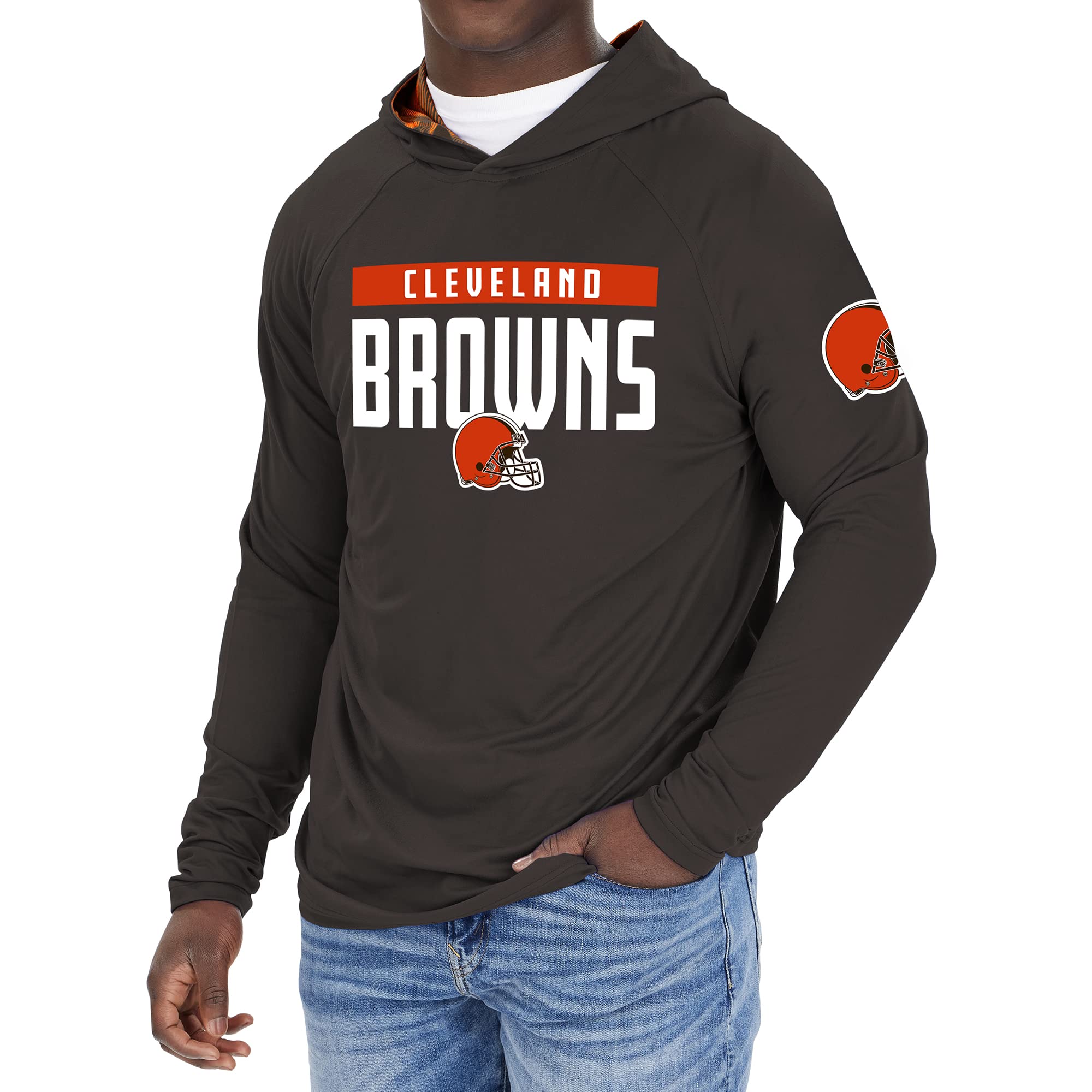 Zubaz NFL Football Men's Solid Team Hoodie with Camo Lined Hood and Sleeve Graphic — view 72