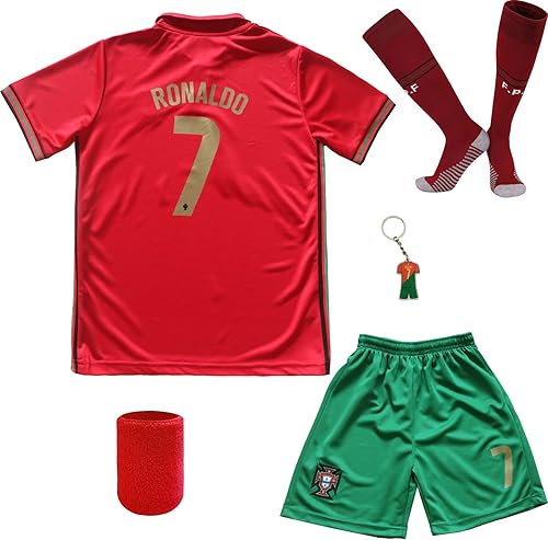 LeenBD Ronaldo #7 Home - Conjunto de camiseta y pantalones cortos de fútbol americano para niños, tallas juveniles