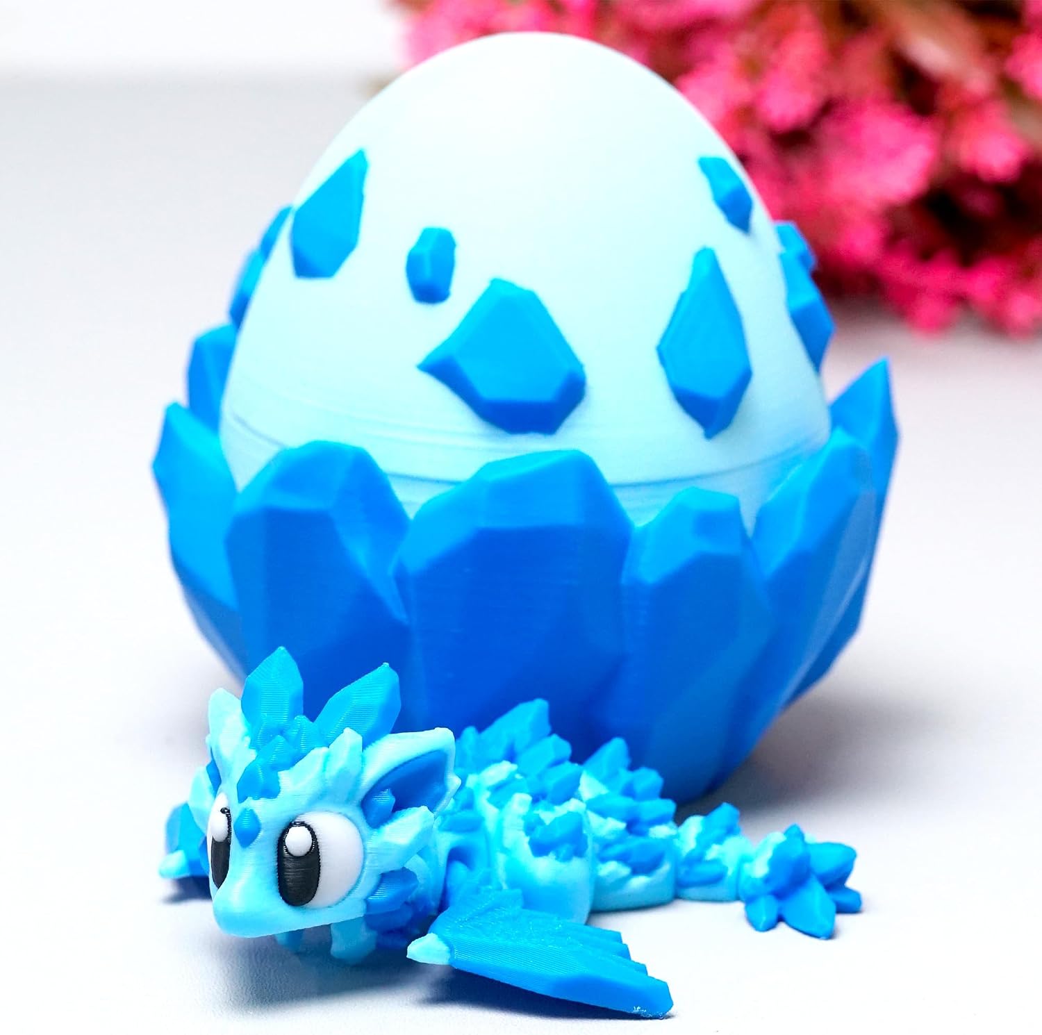 Colourful 3D Printed Dragon Egg,Little Dragon Inside Egg,Flexible Realistic Articulated Animal Fidget Toys,Mystery Figurines Gifts,Executive Desk Décor and Festival Collectible (Diamond)