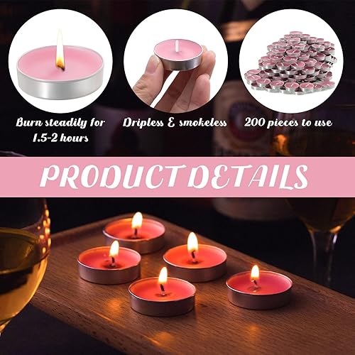 Miniatura 3 de 200 velas de té sin humo, mini velas sin goteo a granel para cenas, fiestas, decoración del hogar, boda, centro de mesa, cumpleaños, San Valentín