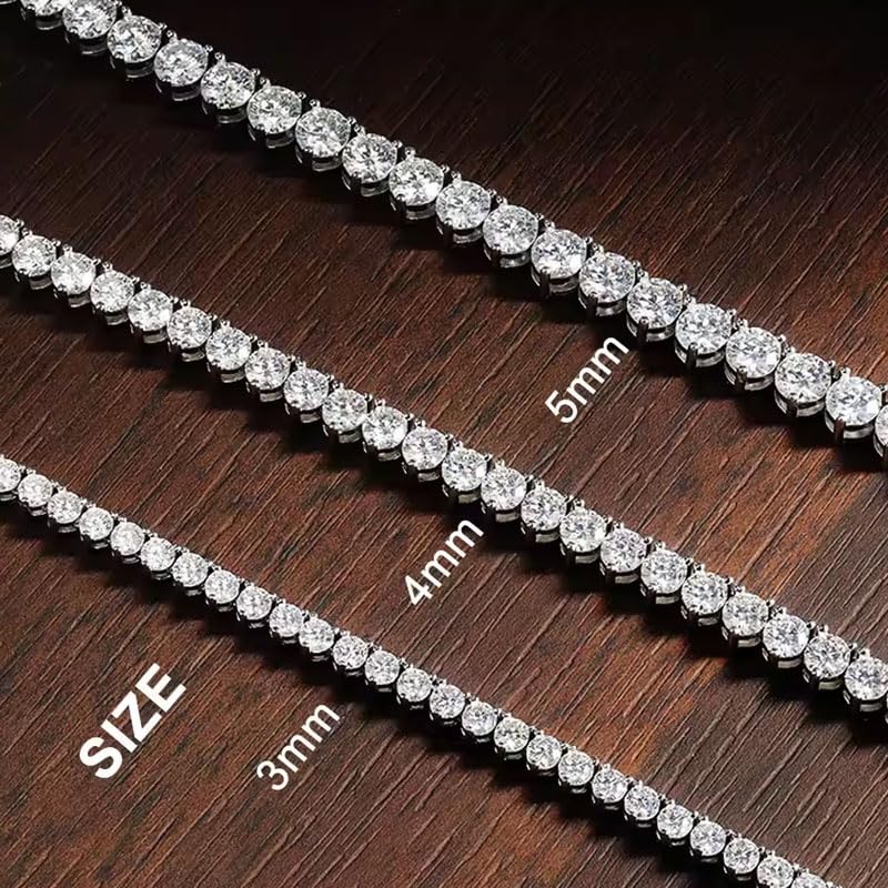 3 Prong Moissanite Tennis Necklace, 11.20-58.00ct D Color VVS1 s925 Sterling Silver Wedding Moissanite Tennis Necklaces for Women Men3