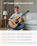 VEVOR Dreadnought Acoustic Guitar, 36 in, 6-String Natural Solid Top Guitar, Portable Bundle with Gig Bag, Tuner, Strap, Steel Strings, Picks, Capo, Rosewood Fingerboard, for Beginner Teen Small Hands
