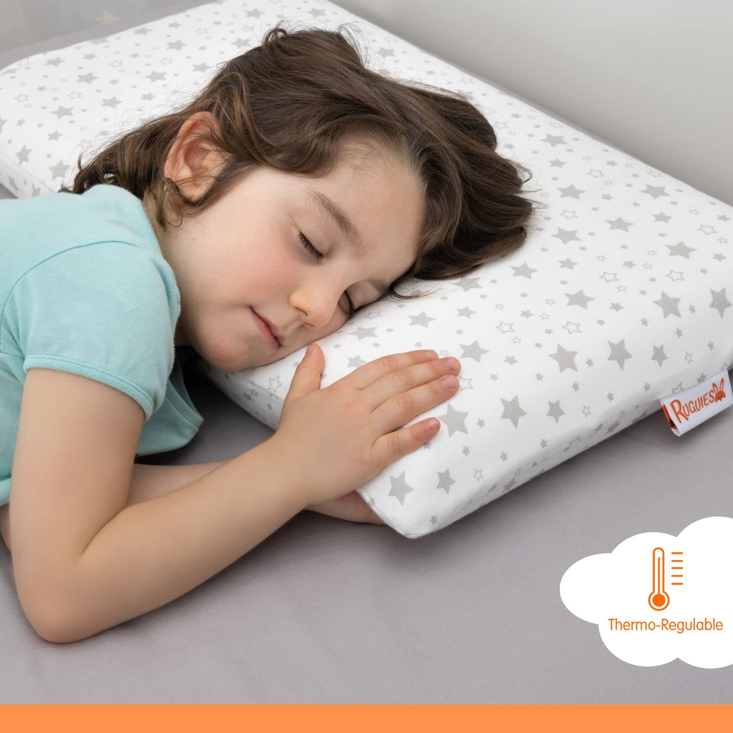 RUGUIES- Cuscino viscoelastico per bambini e neonati, ipoallergenico e traspirante- Cuscino per bambini- Rivestimento lavabile in 100% cotone-OEKO-TEX- Da 1 a 10 anni XL (58x32x 5 o 7cm).