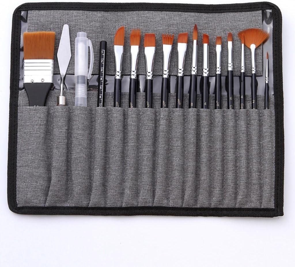 18 pcs/Set Nylon Hair Watercolor Paint Brush Pen Scrubbing Scraper Acrylic Painting Art Brushes Supplies