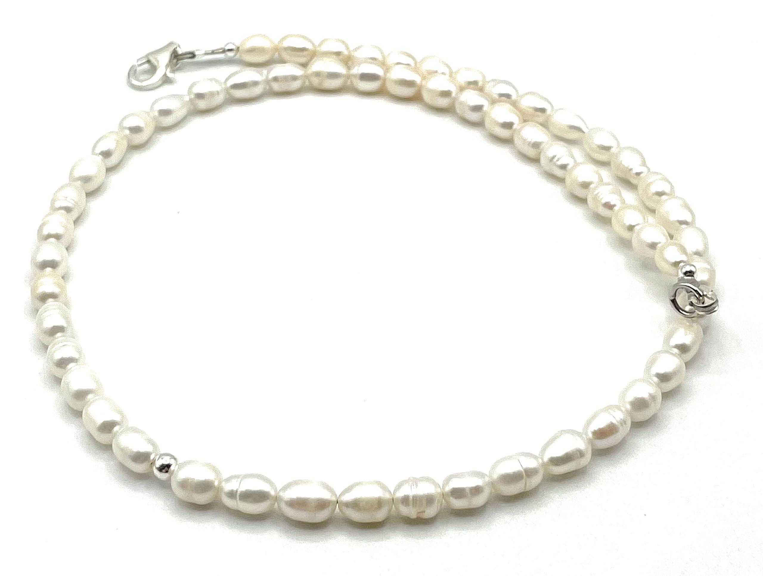 Collana con Perle Bianche d'Acqua Dolce, Girocollo Argento 925, Gioielli Classici, Bijoux Matrimonio, Collana per la Sposa, Regalo per Donne