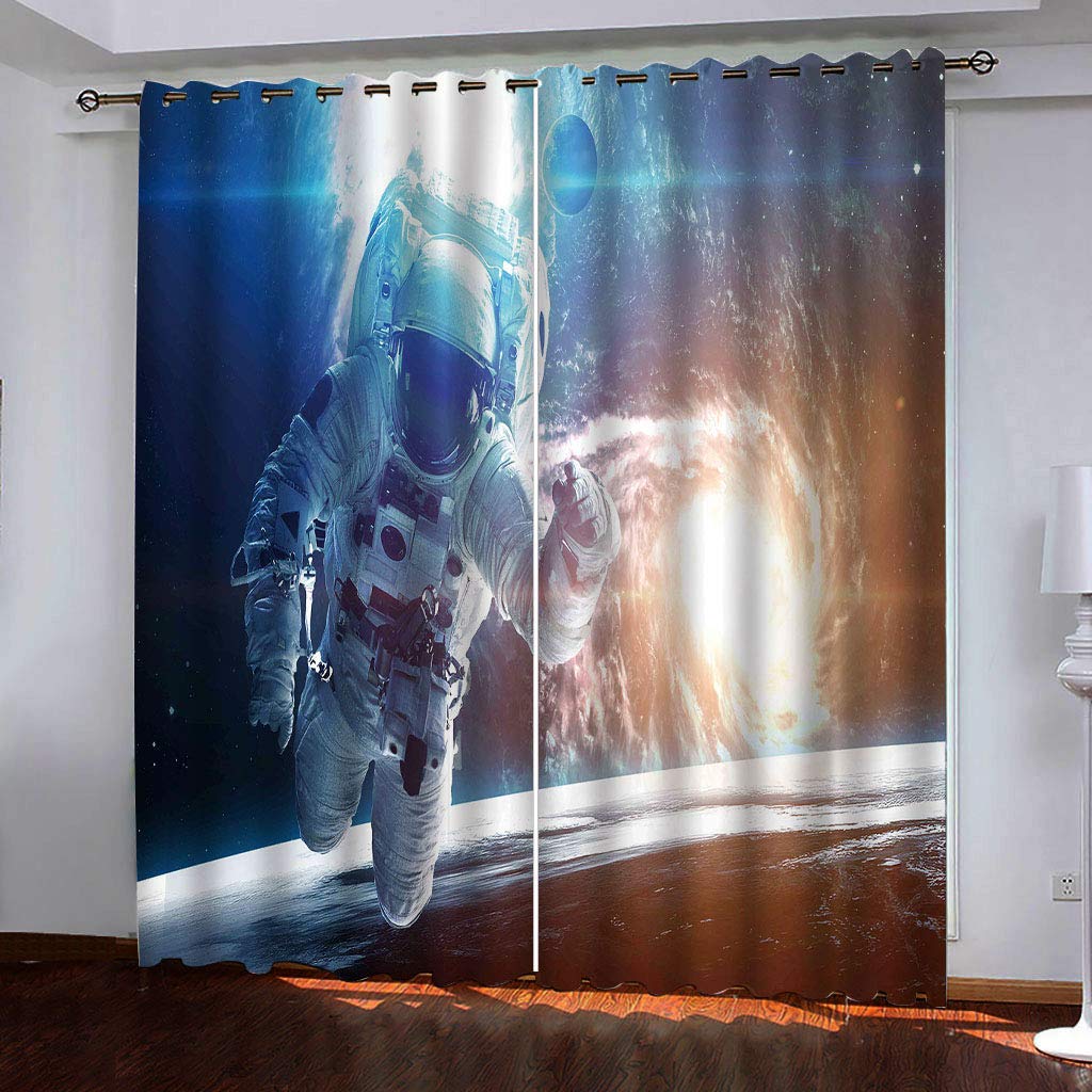 Rideaux isolant thermique anti chaleur pour chambre enfant rideau opaque astronaute 2 pièces