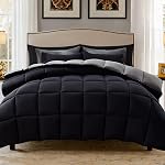 Decroom Lightweight Full Comforter Set with 2 Pillow Sham - 3 Pieces Set - Quilted Down Alternative Comforter/Duvet Insert for All Season - Black/Grey - Full Size