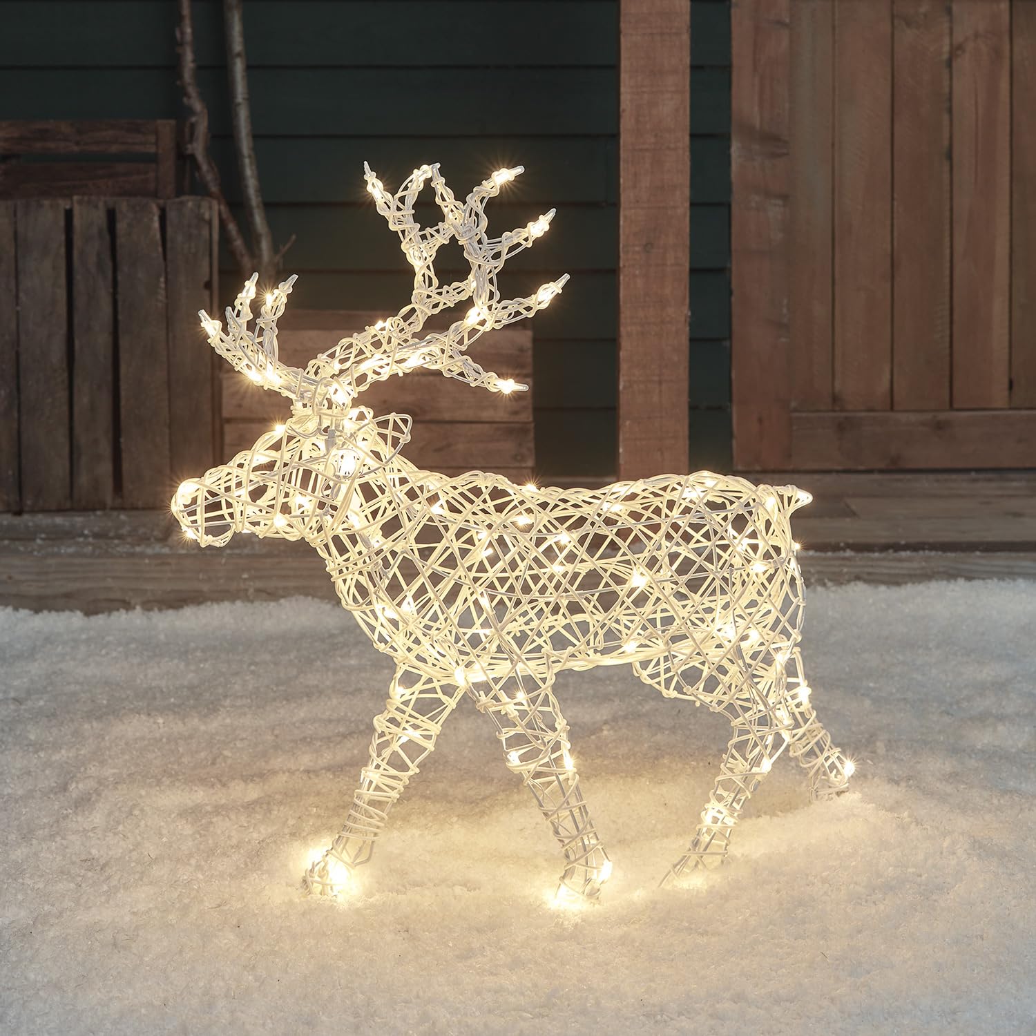 Lights4fun Duchy Dual led-rendierfiguur met timer, werkt op stroom, kerstdecoratie, voor buiten en binnen, 150 cm Lights4fun Duchy Dual led-rendierfiguur met timer, werkt op stroom, kerstdecoratie, voor buiten en binnen, 150 cm