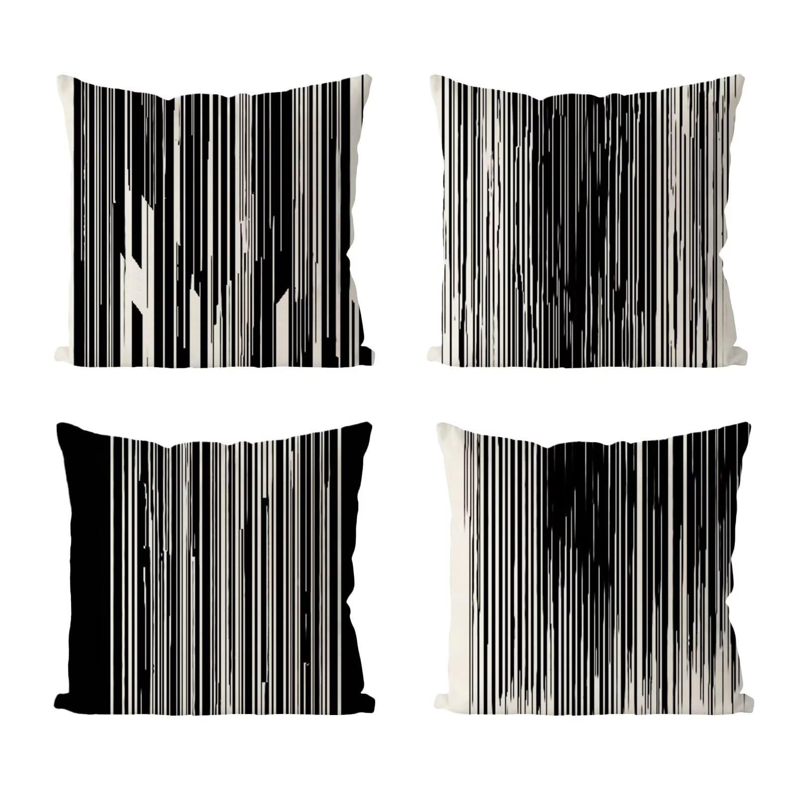 Kissenbezug 55x55 4er Set, Outdoor Kissen Schwarz Sofakissen, Wasserdicht Kissenbezüge Streifen Dekokissen mit Unsichtbarem Reißverschluss, Zierkissenbezüge für Schlafzimmer Sofa Stuhl Bett G1-594