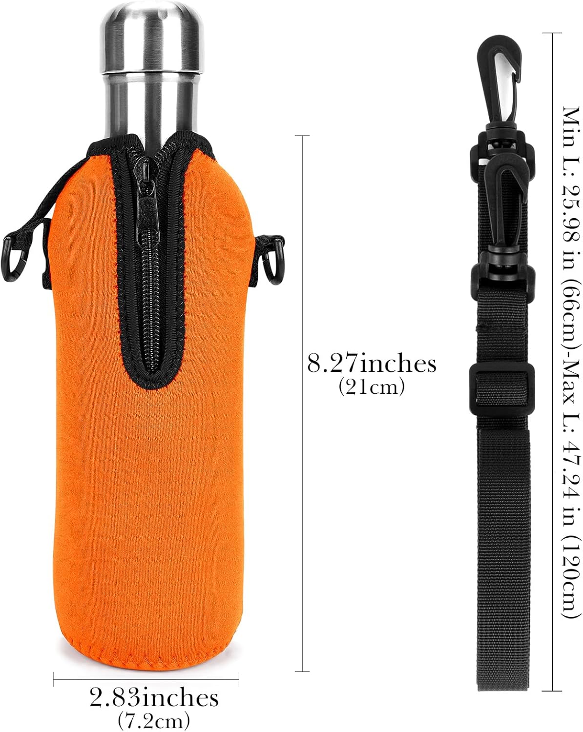 Linkidea Neoprene Water Bottle Carrier with Strap Compatible with S Original, Koodee, MIRA 17oz Cola Shaped Bottle, Insulated Waterbottle Sling Bag Holder with Shoulder Strap, Orange - Image 2
