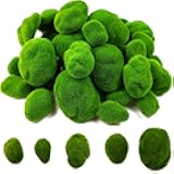TIHOOD 50 PCS 5 Size Artificial Moss Rocks Decorative, Green Moss Balls,Moss Stones, Green Moss Covered Stones, Fake Moss Decor for Floral Arrangements, Fairy Gardens and Crafting