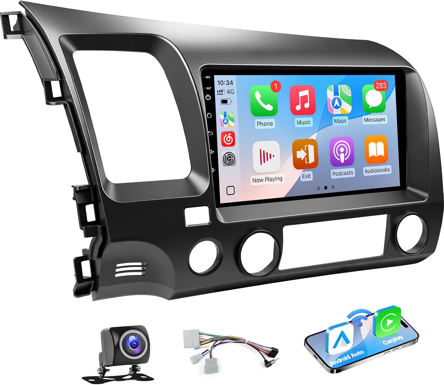 Leadfan CarPlay for Honda Civic 2006-2011 with Carplay Android Auto, 9'' Touchscreen for Honda Civic GPS Navigation/Bluetooth/WiFi/Rear Camera/FM/Mirrorlink/Split Screen/SWC(Only Fit Big Screen)