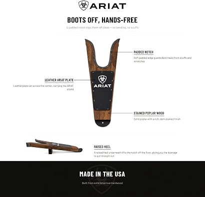ARIAT Small Stained Wood Boot Jack with Padded Edge