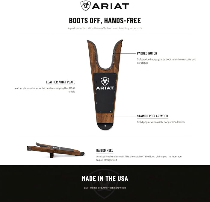 ARIAT Small Stained Wood Boot Jack with Padded Edge