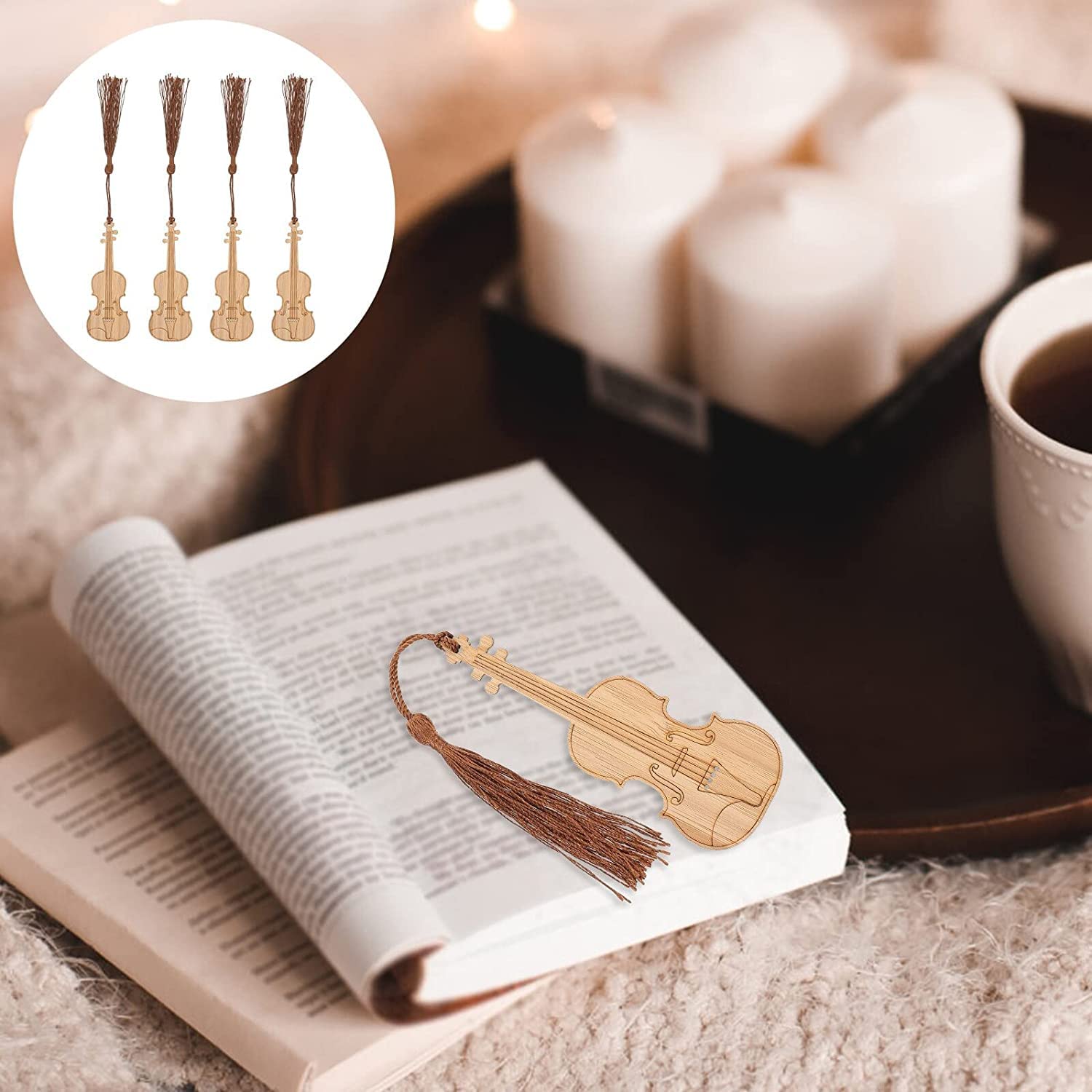zakładki do książek 12 stks Massief Houten Bladwijzer Grappige Viool Boekenleggers Creatieve Mode Lezen Pagina Markers Voor Dames Pagina Markers piękna