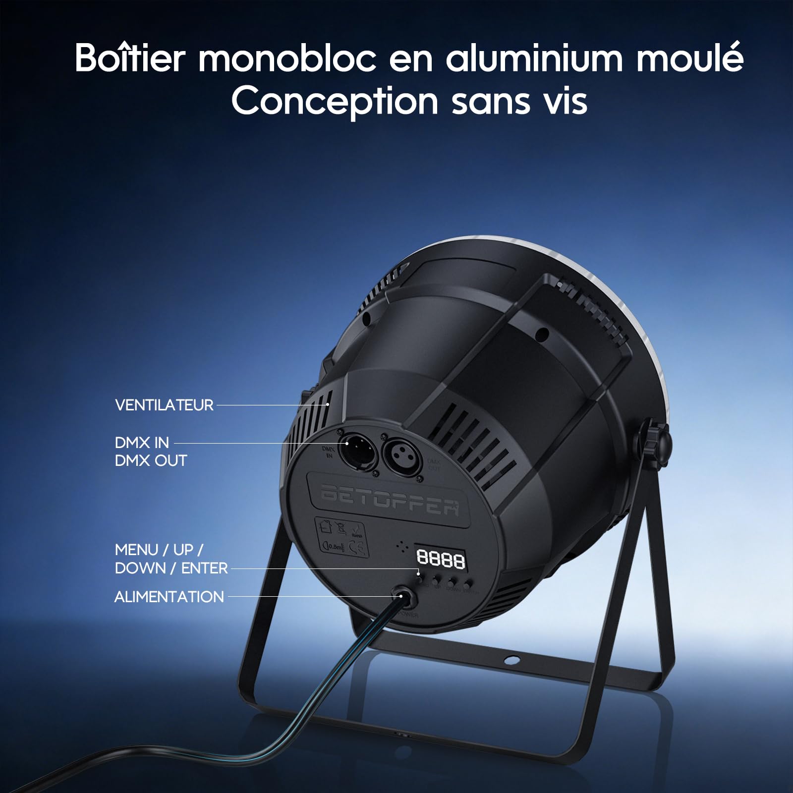 Betopper Par Led 54x3W Luminosité Supérieure 3-en-1 RGB Dj Lumière DMX 1P | Par Projecteur Télécommande, Jeu de Lumière 5 Mode de Contrôle Strobo et Wash DMX pour Fêtes, Concerts, Mariages, Bars
