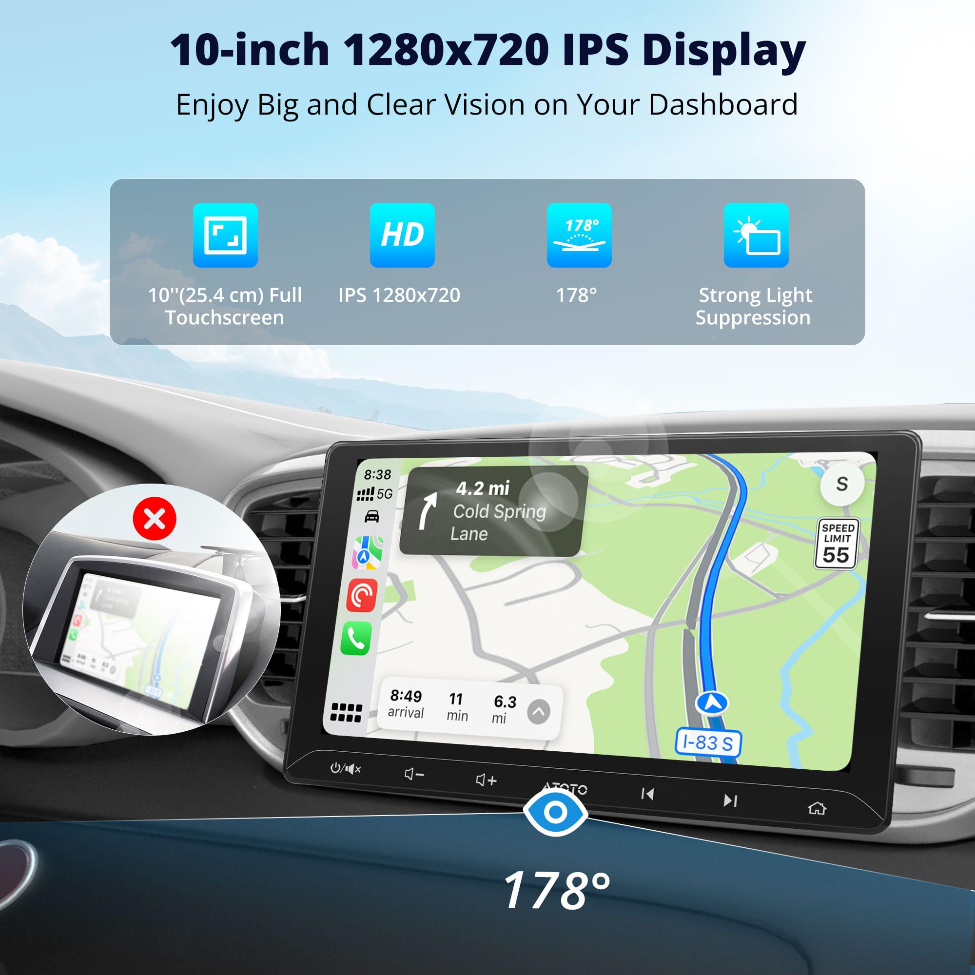 Amazon.com: ATOTOLIFE A5L 10inch 2G+32G Android Double Din