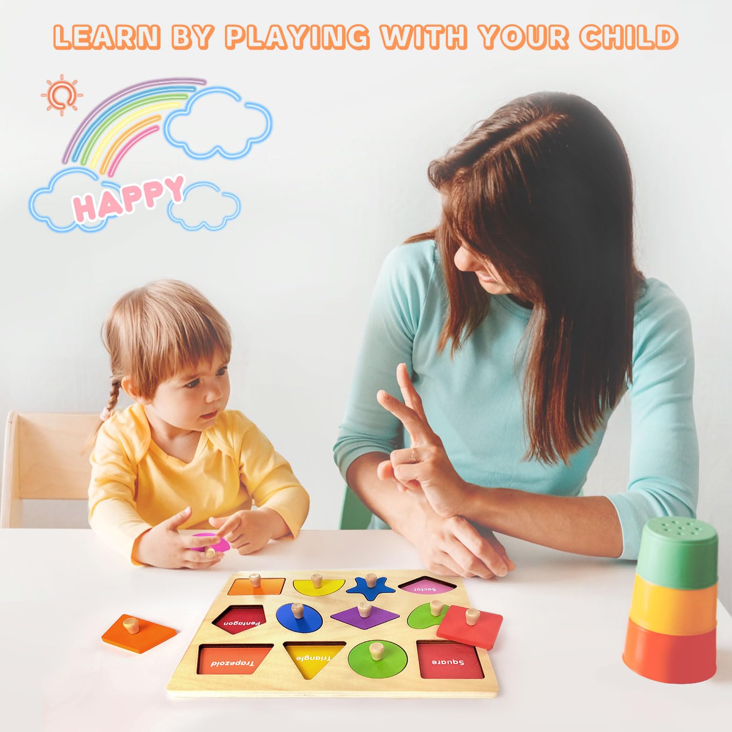 Puzzle Año Puzzle De Madera Montessori Formas Geométricas