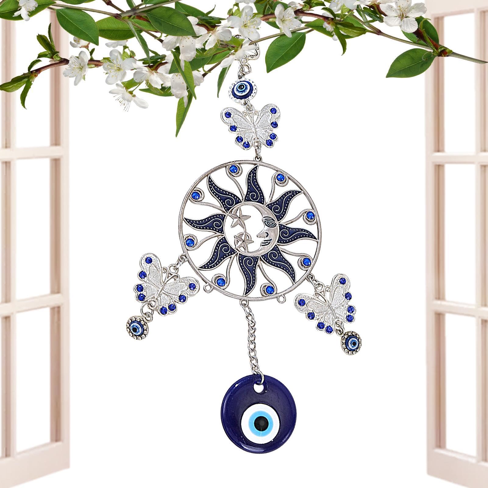 Atrapasueños de ojo turco azul y girasol colgante para decoración