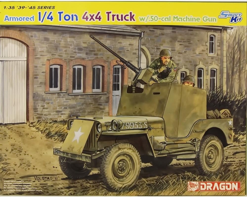 Dragon Models 1/35 1/4 Ton Armored 4x4 Truck with .50-Cal Machine Gun - Smart Kit