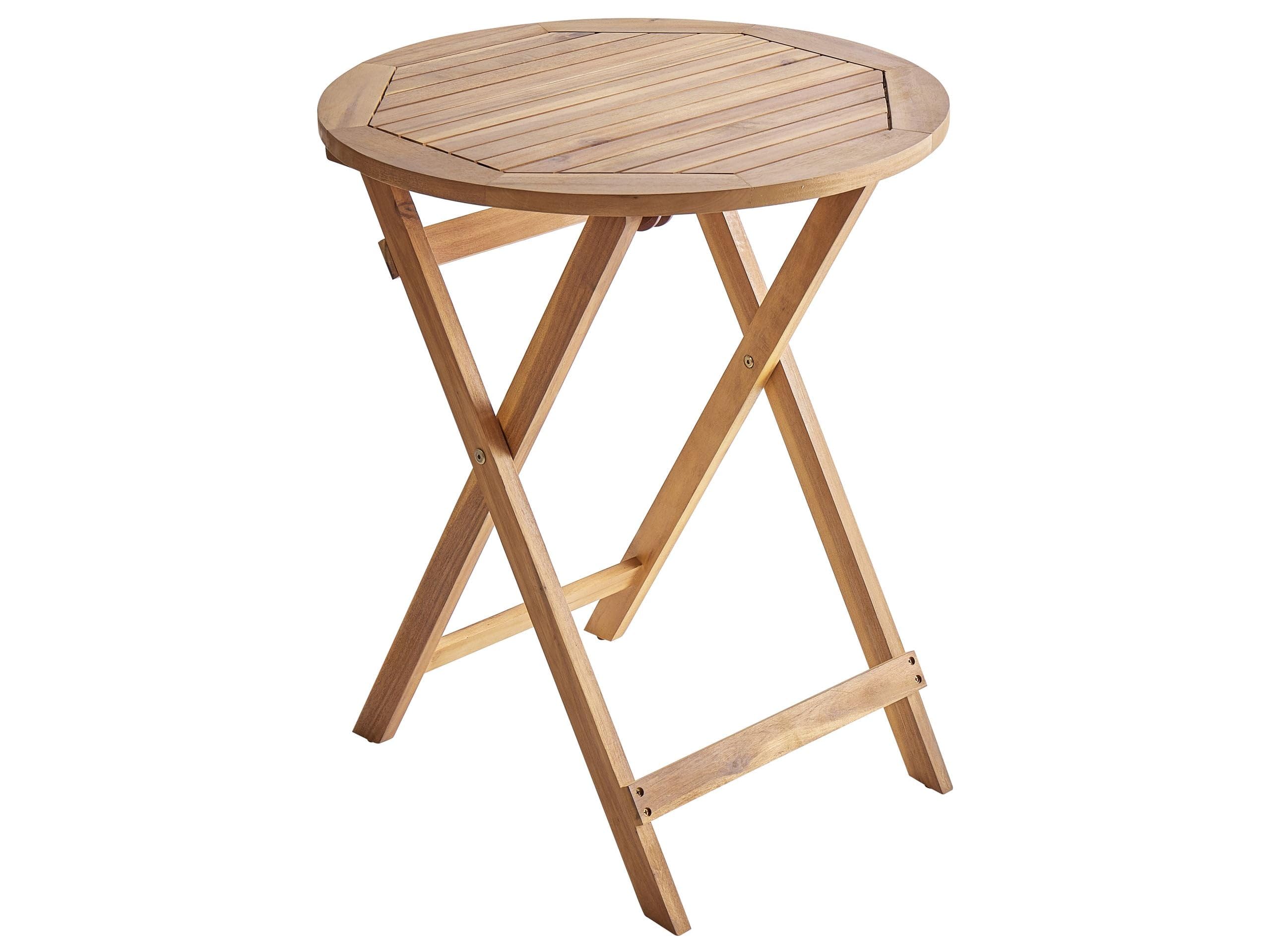 Beliani Gartentisch Akazienholz braun klappbar klein rund ø 60 cm Prossedi