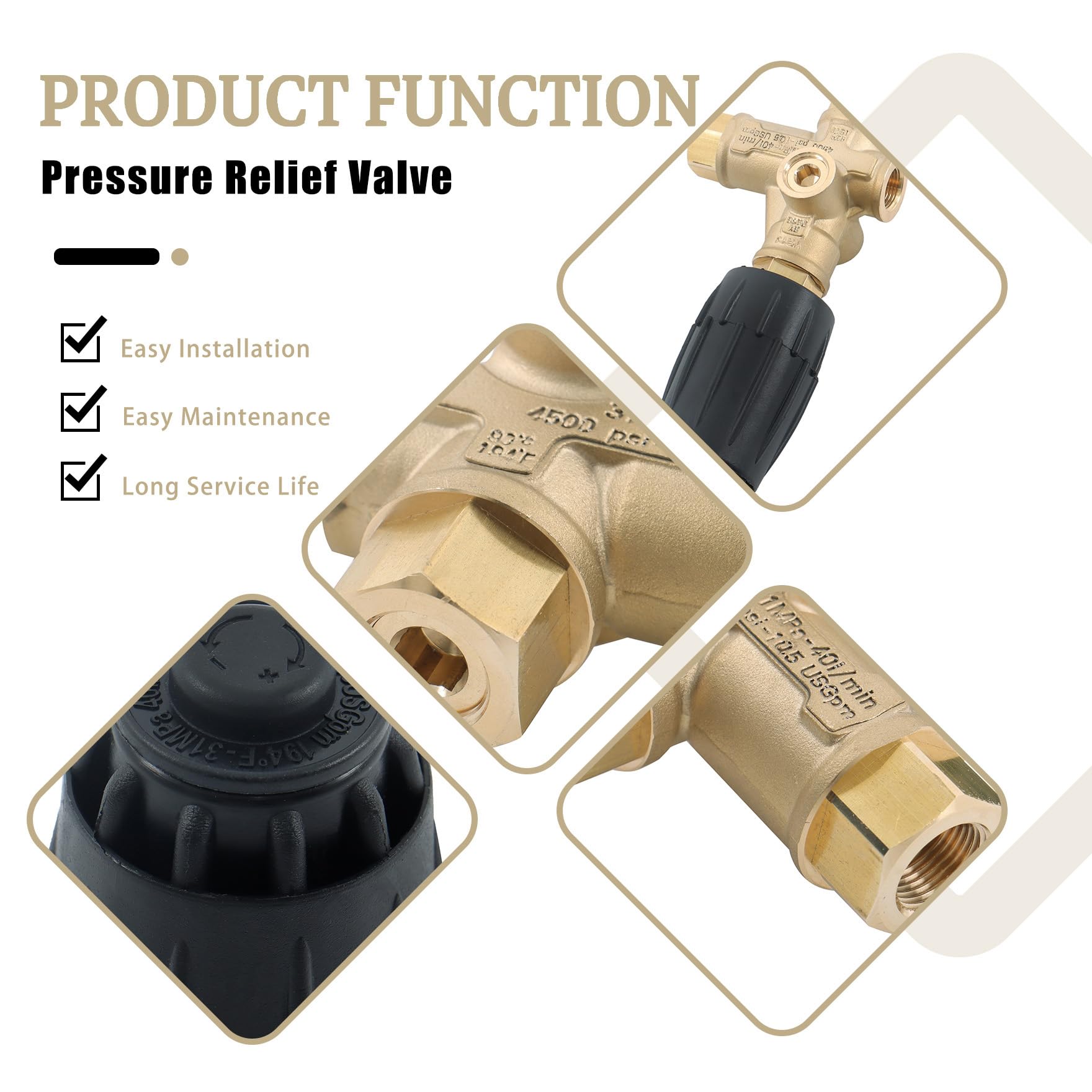 waltyotur 4 válvulas de descarga de presión atrapadas VRT3-310 8GPM 4350 PSI 3/8 pulgadas FNPT de repuesto para uso con muchas lavadoras a presión