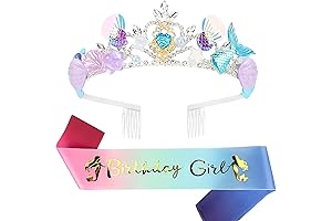 Mystical Mermaid Party Decorations: Crown, Sash, and Headband